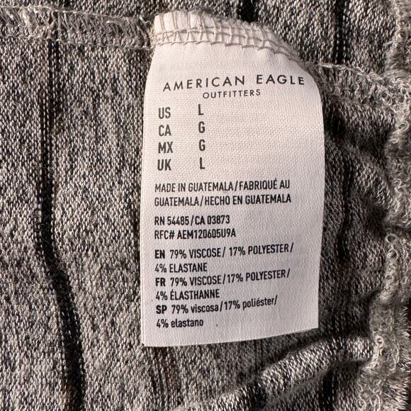 American Eagle Large Soft & Sexy Plush Top Striped Elastic Waist Long Sleeves - Picture 9 of 10